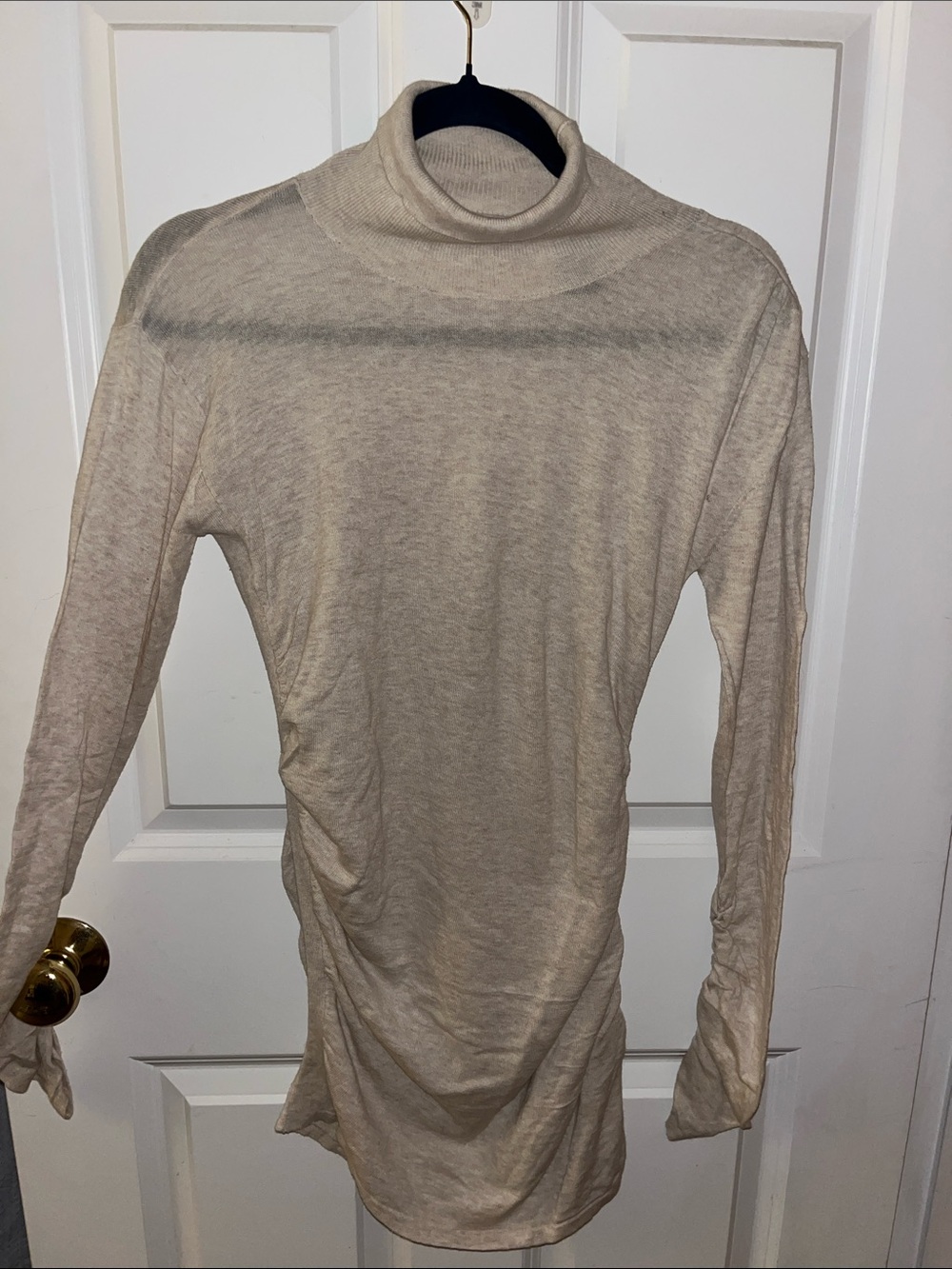 Moda International Cream Turtleneck Long Sleeve Sweater 100% Cotton